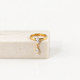 marquise dangle charm ring