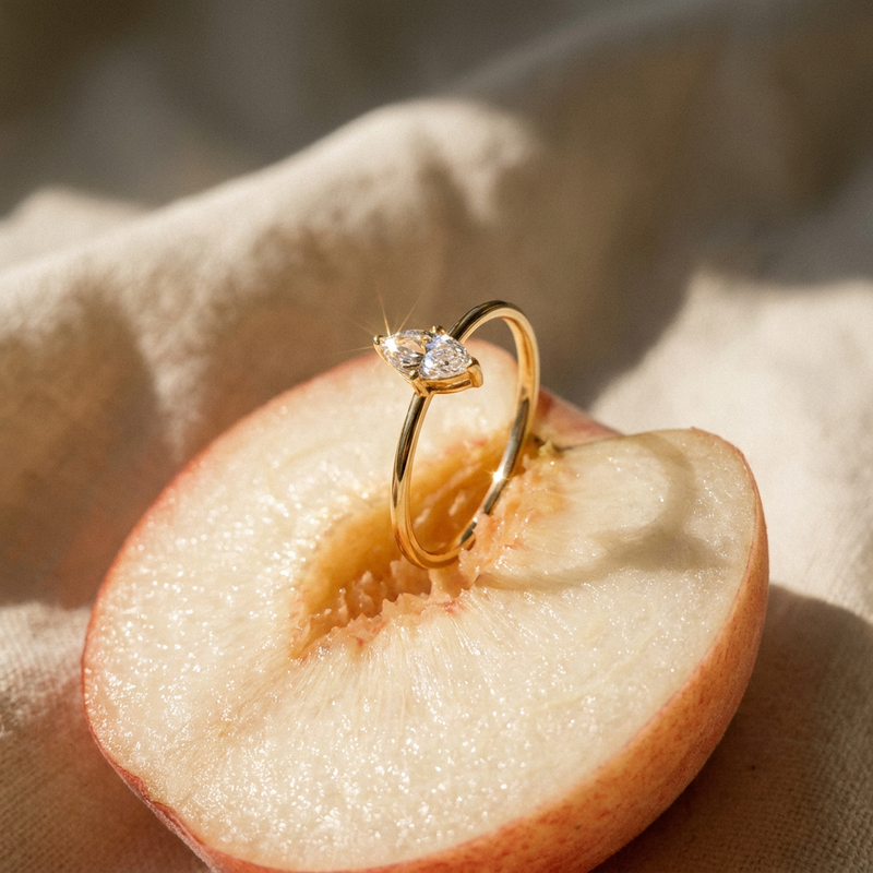 Marquise Cut Solitaire Ring in Hypoallergenic 316L Stainless Steel