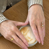 Marquise Charm Ring, waterproof 18k gold-plated stainless steel