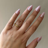 Milgrain Half Eternity Band Ring worn on the hand