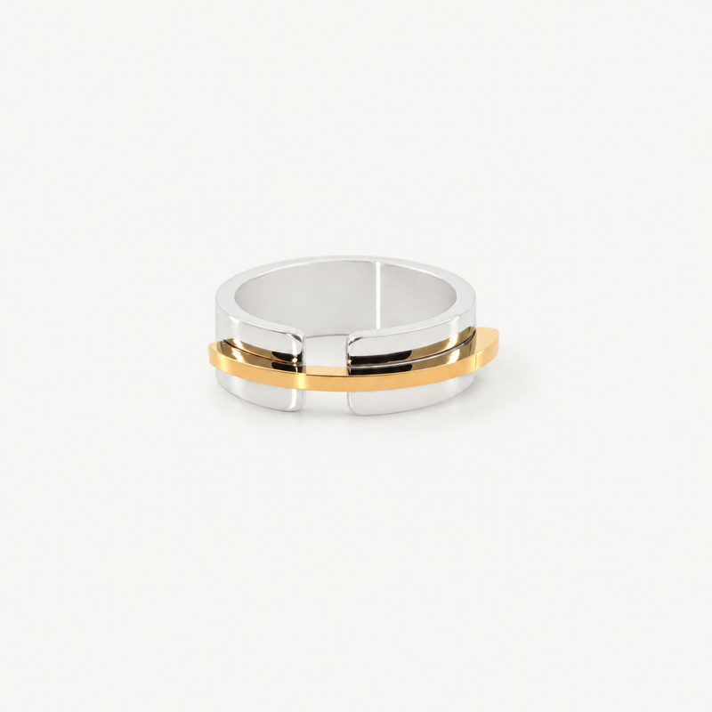Two Tone Gold & Silver Band Ring