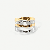 Mixed Multi Row Hammered Ring - Gold & Silver Stack