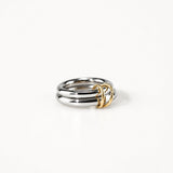 Mixed Metal 2-Link Chain Ring, waterproof 18k gold-plated stainless steel