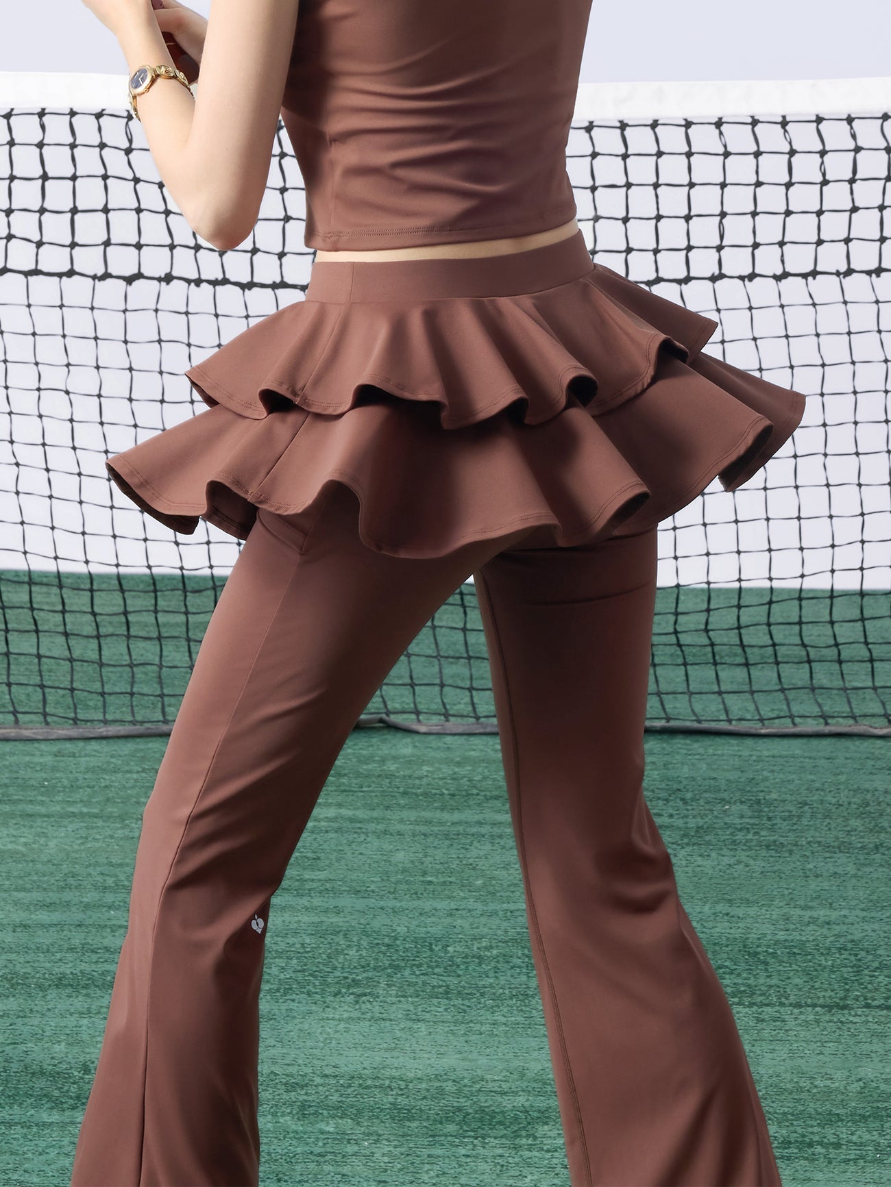 Mocha Flared Petal Pants for Pickleball - Volaea Pickleball Attire