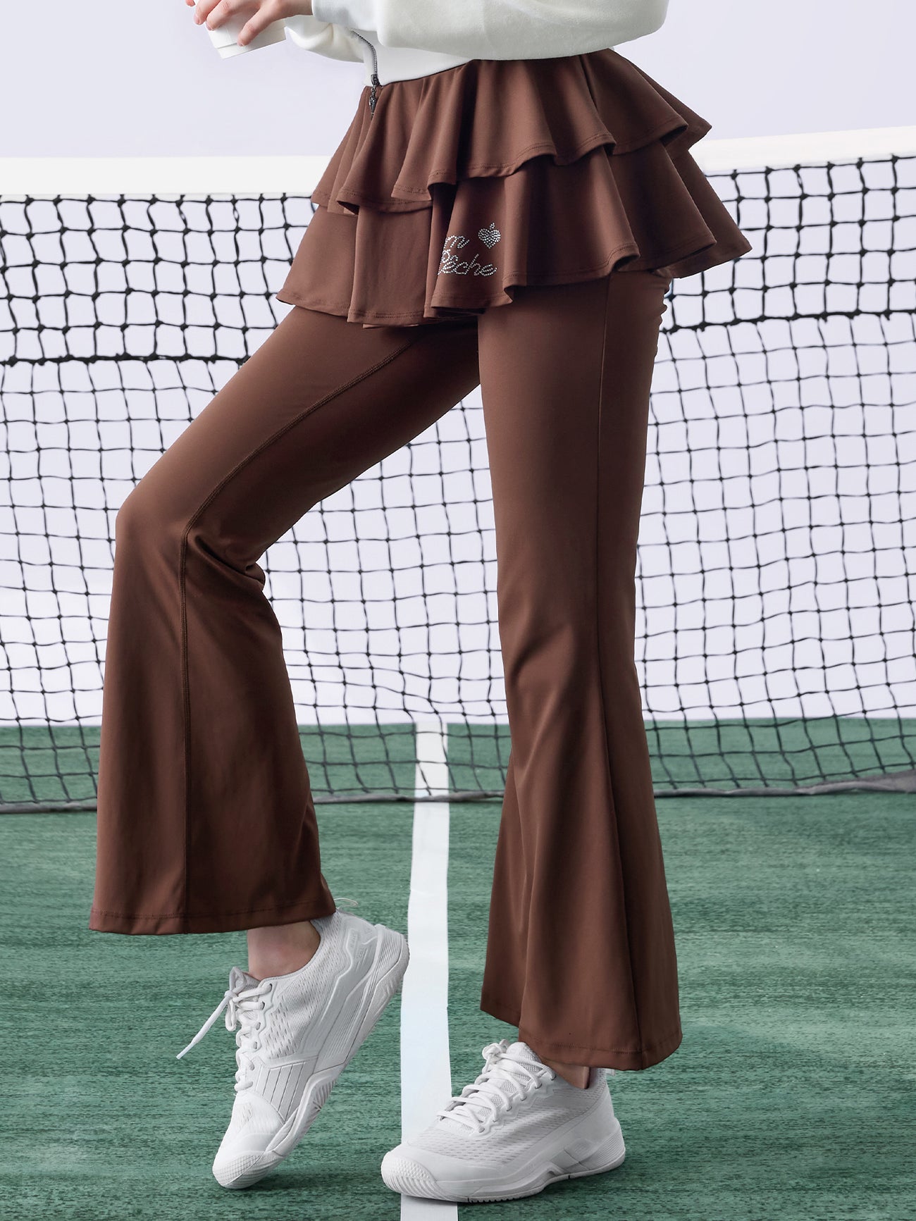 Mocha Flared Petal Pants for Pickleball - Volaea Pickleball Attire