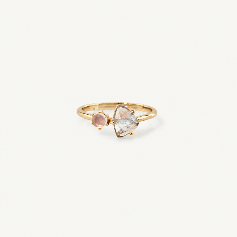 Adjustable Moon and Rose Ring