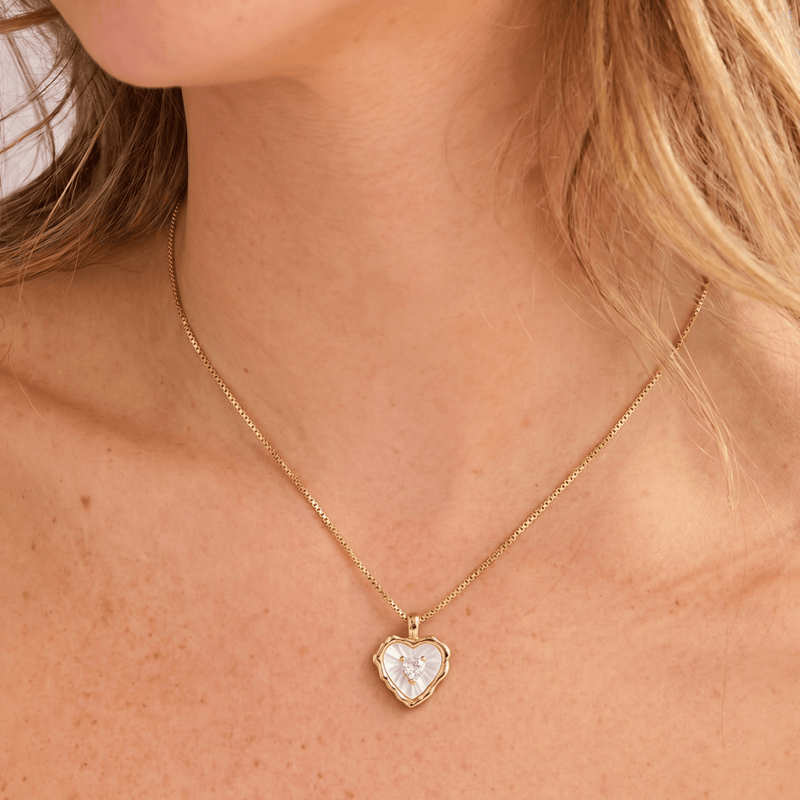 Mother of Pearl Heart Necklace – Gold Plated