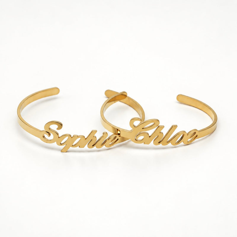 Personalized Gold Name Cuff Bracelet