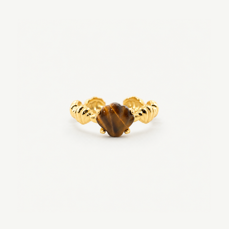 Ocean Spirit Ring - Tiger's Eye, Adjustable Gold