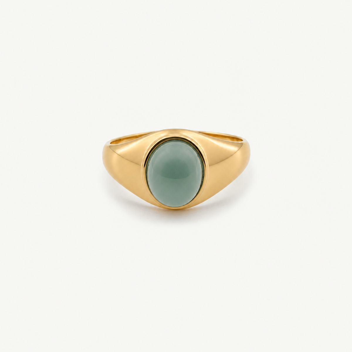 Oval Jade Ring – Dainty Waterproof Gold Plated Ring