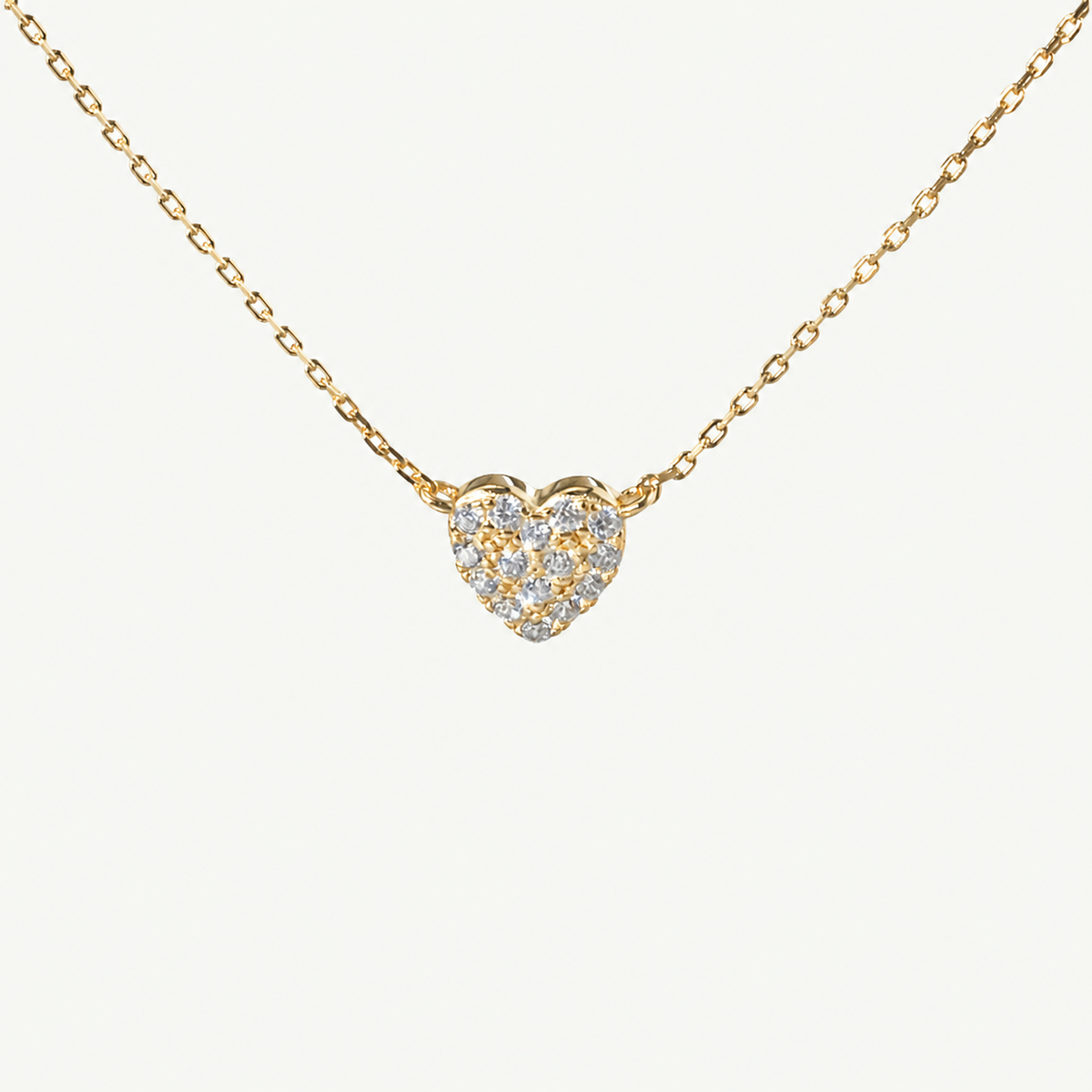 Pave Little Heart Necklace – 14k Gold Plated Sterling Silver