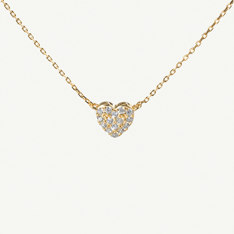 Pave Little Heart Necklace – 14k Gold Plated Sterling Silver