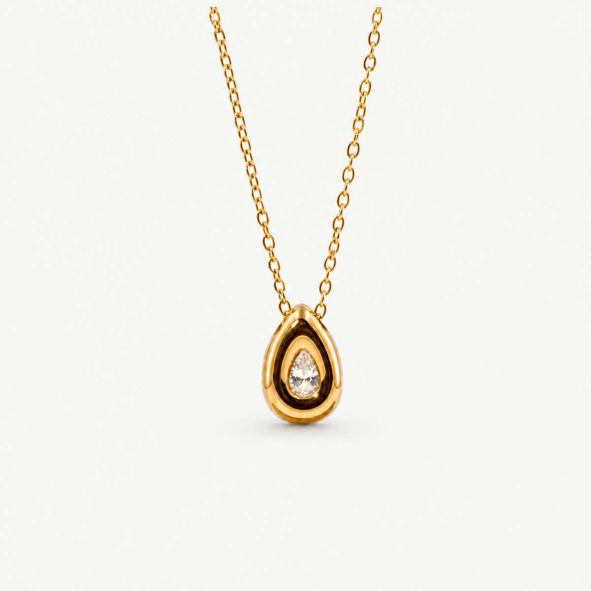 Pear Bezel Teardrop Necklace