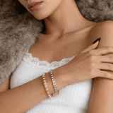 Waterproof Pearl Bangle Bracelet, 18k gold-plated stainless steel