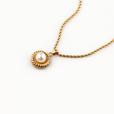 vintage pearl pendant necklace with twisted rope chain