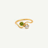 Peridot & White CZ Wave Ring