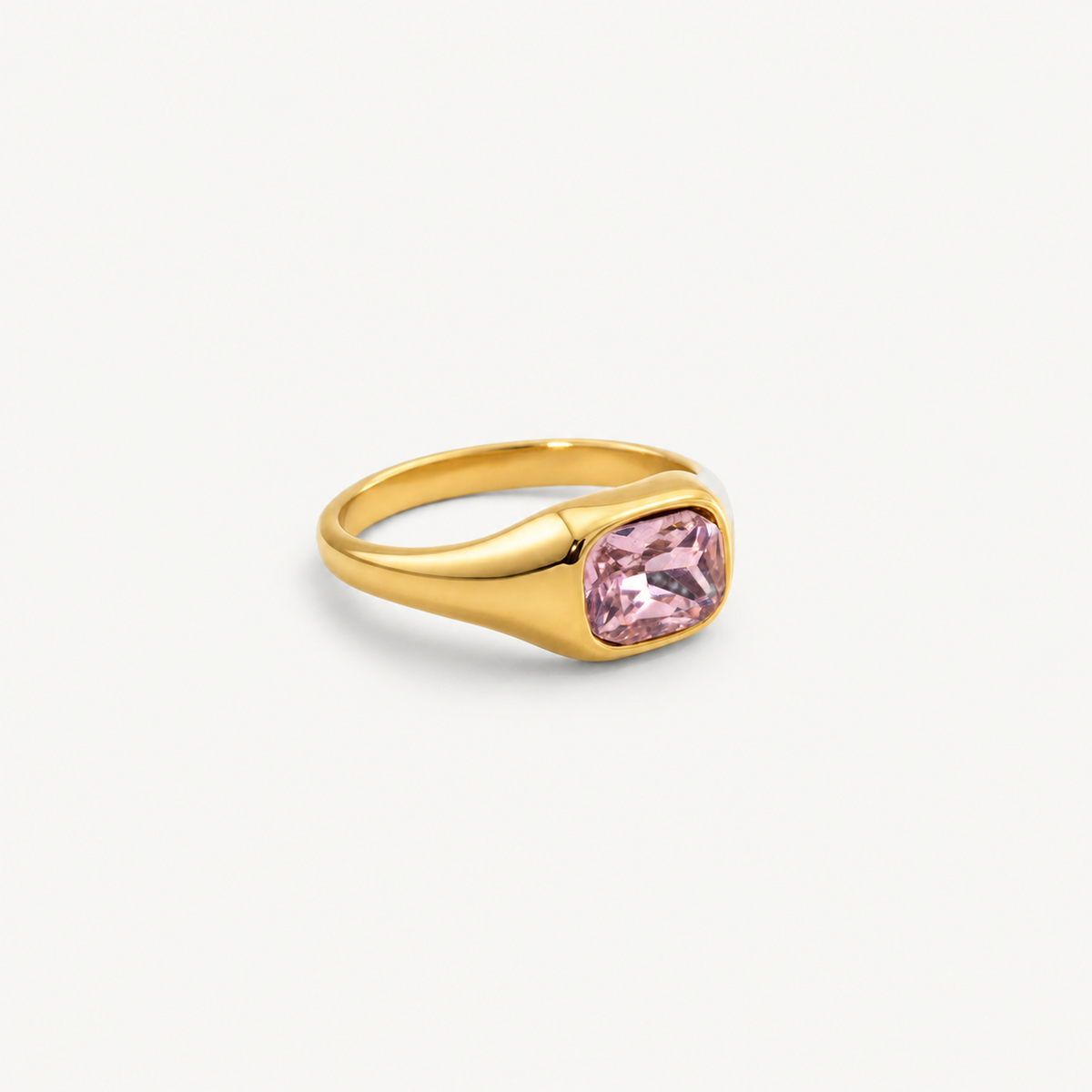 Pink Emerald Cut Ring