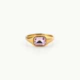 pink stone emerald cut ring