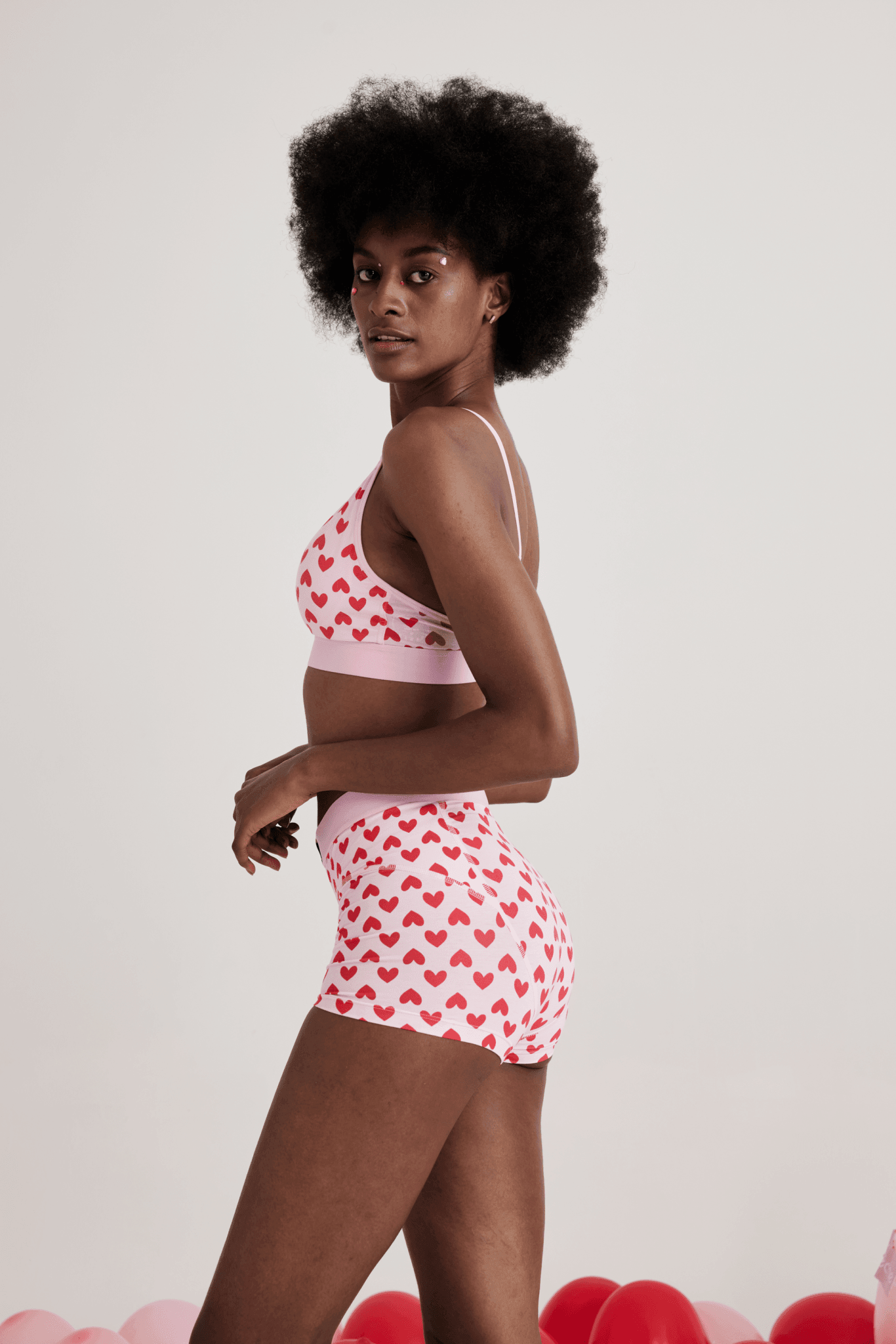 Pinka Pink Red Heart - Pattern Print Trifle Bralette - Volaea Pickleball Attire