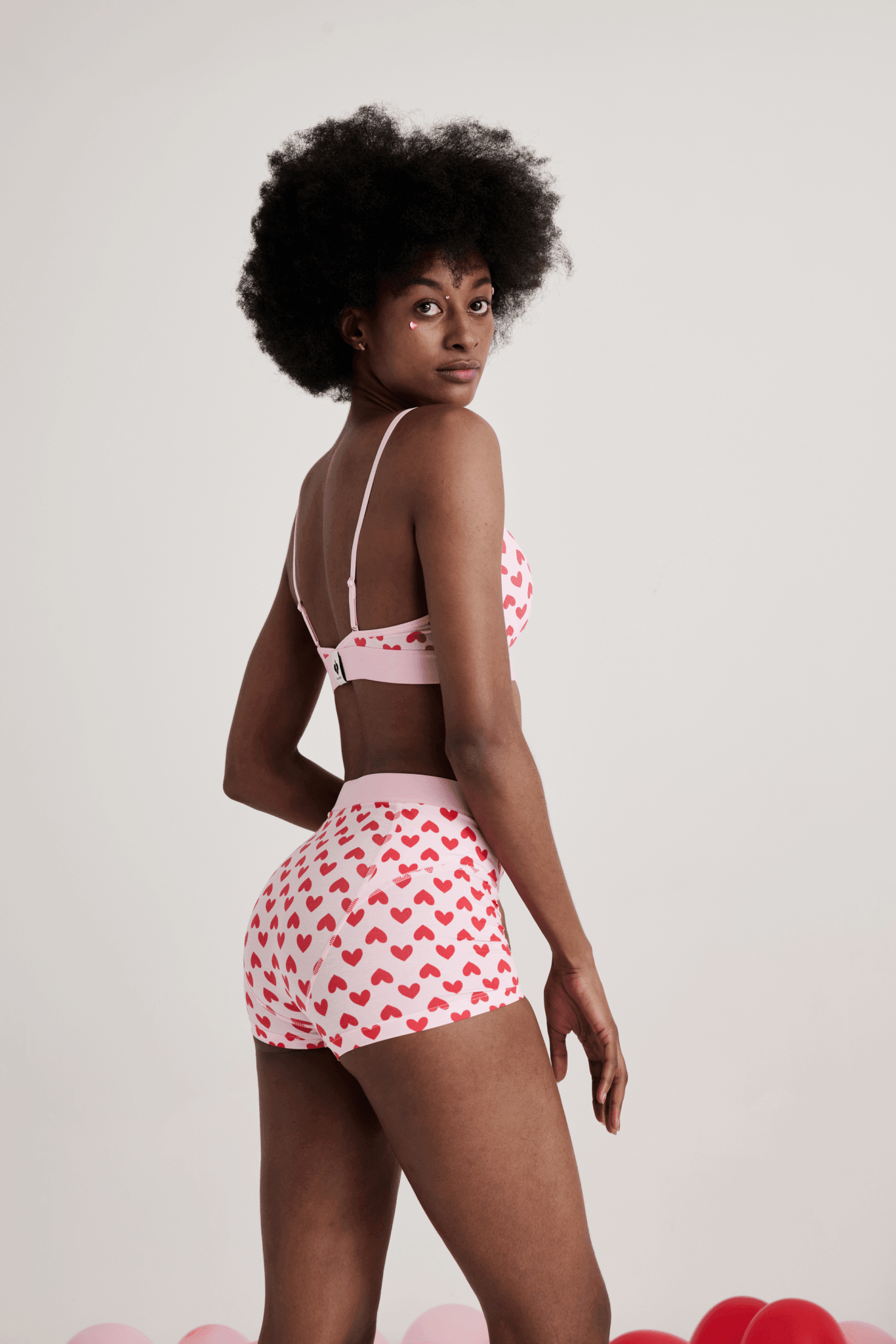 Pinka Pink Red Heart - Pattern Print Trifle Bralette - Volaea Pickleball Attire