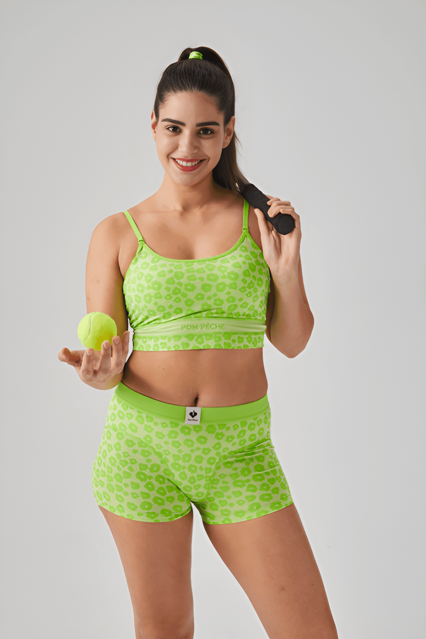Pipi Neon Green Leopard - Pattern High Waist Boxer - Volaea Pickleball Attire