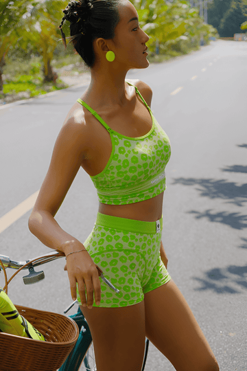 Pipi Neon Green Leopard - Pattern U Sports bra - Volaea Pickleball Attire