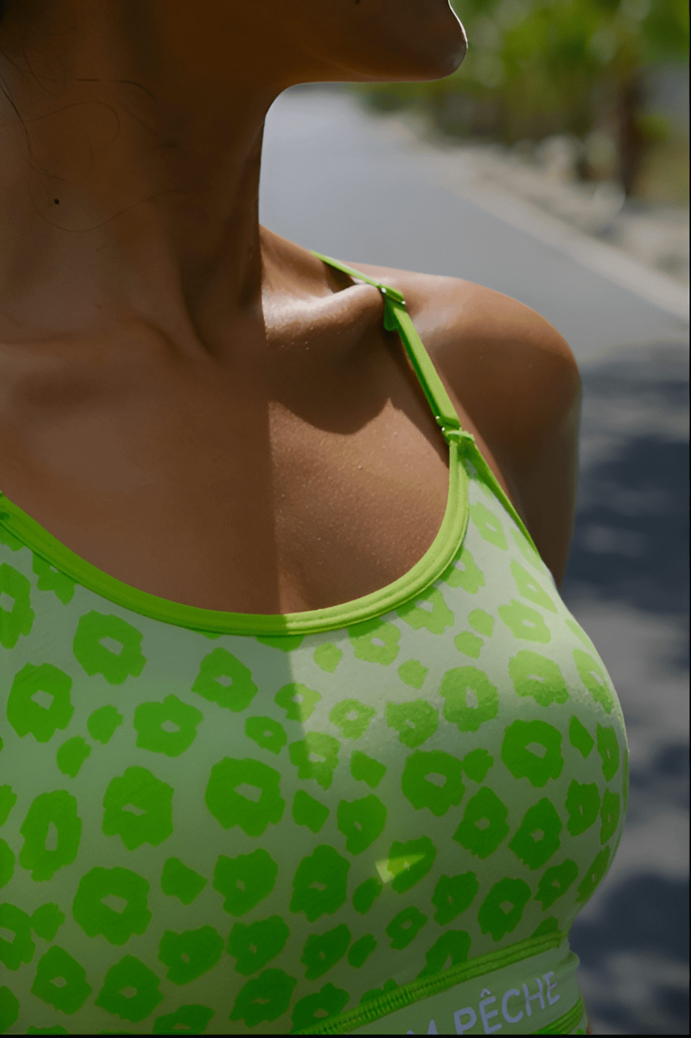 Pipi Neon Green Leopard - Pattern U Sports bra - Volaea Pickleball Attire