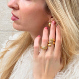 Hammered Small Hoops, waterproof 18k gold-plated stainless steel