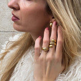Moonface Signet Ring, waterproof 18k gold-plated stainless steel