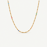 Rainbow Rice Bead Chain Necklace - Waterproof 18k Gold
