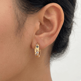 Rainbow Stone Hoop Earrings, 18k gold-plated