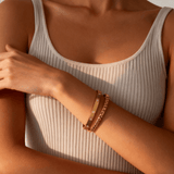 Waterproof Ribbed Crystal Bangle Bracelet, 18k gold-plated stainless steel