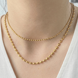 Waterproof Dainty Rice Bead Necklace, 18k gold-plated stainless steel