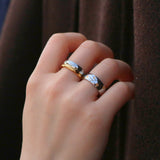Waterproof Gold Plated Mixed Band Ring, 18k gold-plated stainless steel