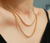Layered rope chain necklace in 18k gold