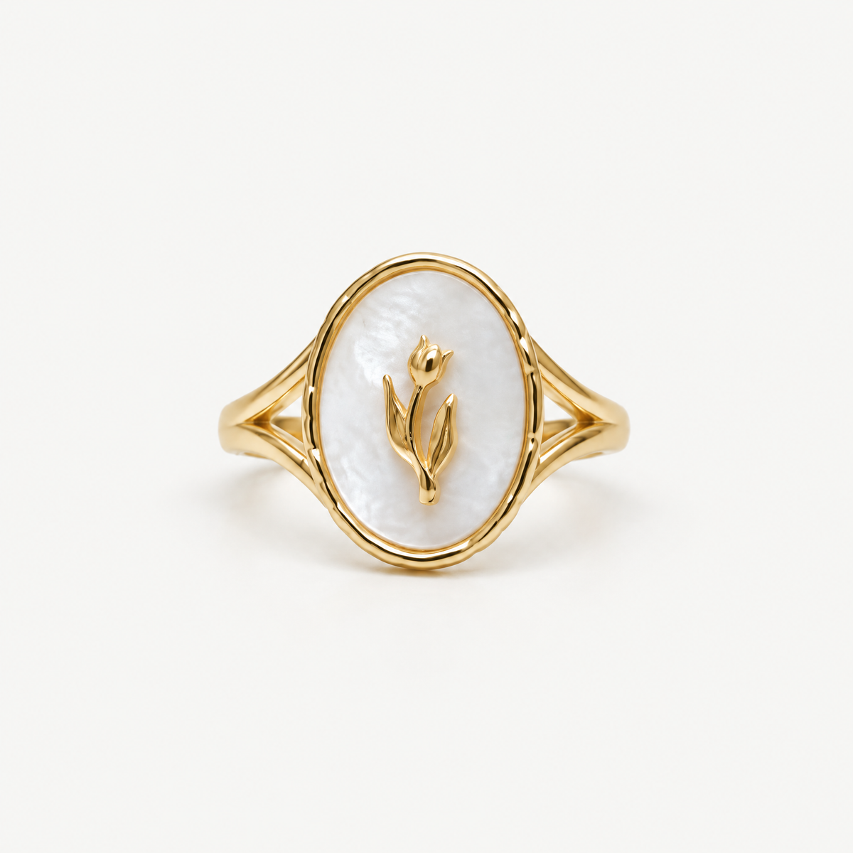 18k Gold Plated Rose Signet Ring – Adjustable