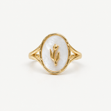 18k Gold Plated Rose Signet Ring – front view