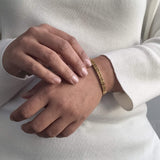 Waterproof Stainless Steel Leaf Bangle Bracelet, 18k gold-plated stainless steel