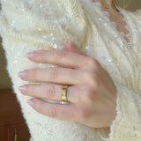 Crystal Ribbed Ring, waterproof 18k gold-plated stainless steel