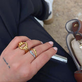 Mixed Harmony Ring, waterproof 18k gold-plated stainless steel
