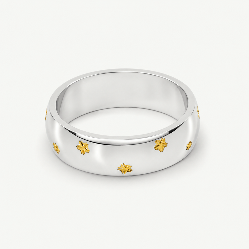 Silver Starburst Band Ring