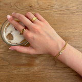 Tiger's Eye Statement Ring, waterproof 18k gold-plated stainless steel