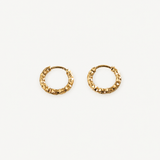 Small Hammered Hoop Earrings in Gold Stainless Steel