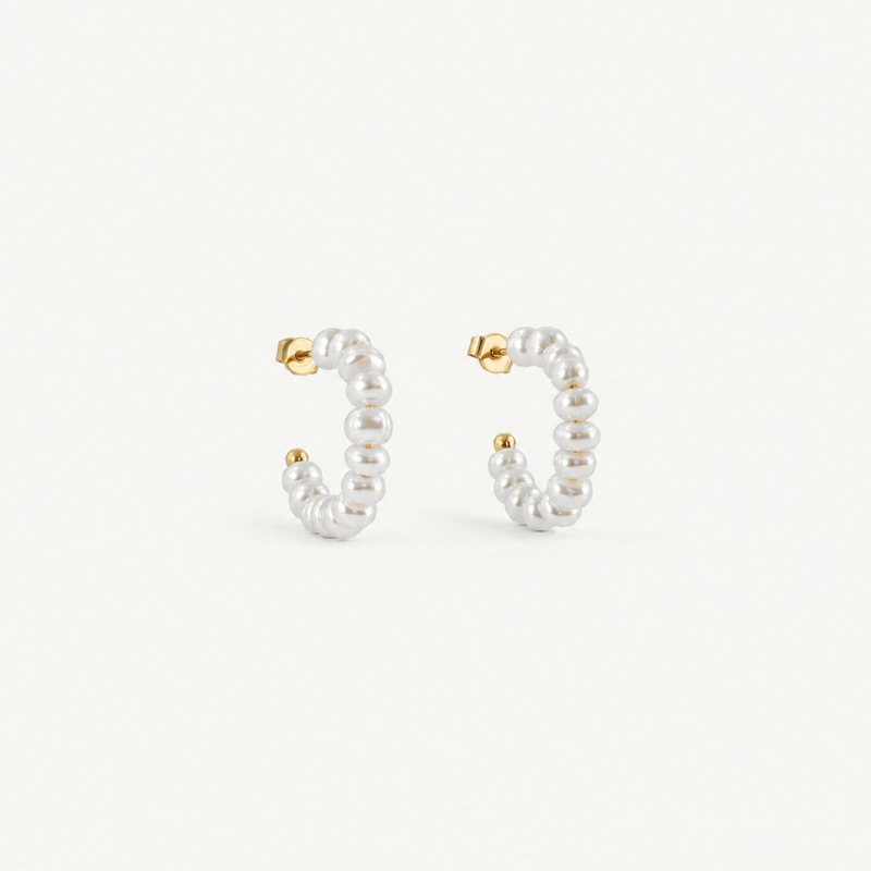 Small Pearl Hoop Earrings