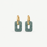 Square Jade Hoops