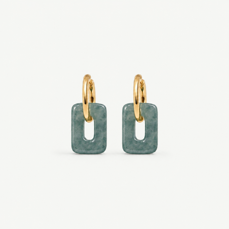 Square Jade Hoops