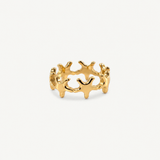 Gold Plated Starfish Band Ring - Waterproof Stackable Ring