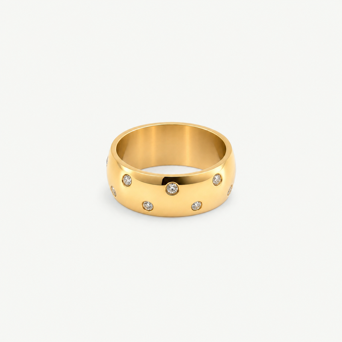 Stellar Band — Gold Dome Ring with Starry Stones