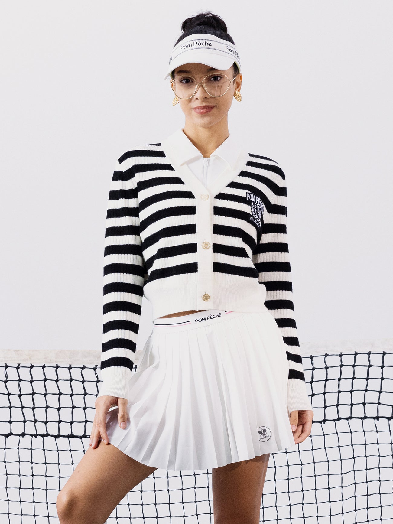 Striped Cropped Cardigan for Tennis & Pickleball - Volaea Pickleball Attire