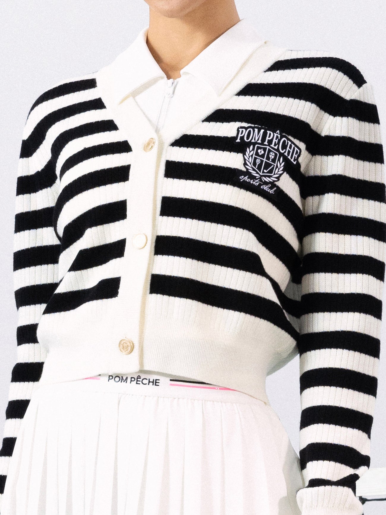 Striped Cropped Cardigan for Tennis & Pickleball - Volaea Pickleball Attire